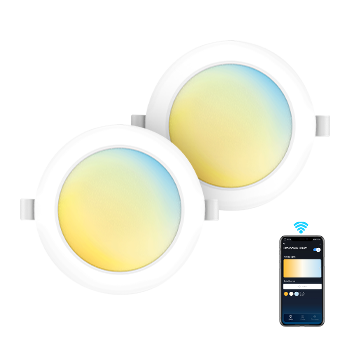 Aigostar 2 Pack inteligente Downlight LED, Luces para Alexa de 18 W 1765 LM Wi-Fi,  Focos LED empotrada compatible con Alexa y Google Home, Regulable de luz cálida a blanca 3000-6500K, Φ190-200 mm