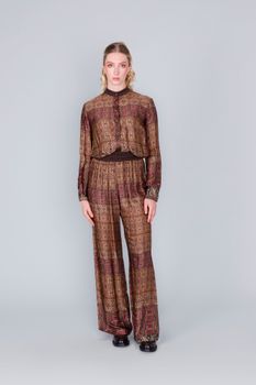 pantalones palazzo estampados multi-wine scarf