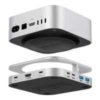 yicosun estacion de acoplamiento usb-c 10 en 1 para macmini m4 soporta 4k60hz m2 nvmesata ssd usb32 10 gbps 35mm sd
