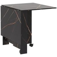 homcom mesa de comedor plegable con paneles abatibles y ruedas hasta 6 personas acabado marmol 120x80x73 cm negro   aosom espana