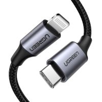 cable lightning ugreen 60759 usb-c a lightning 1m 3a nylon negroplata