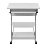 escritorio - mesa de ordenador compacto de ordenador con bandeja de teclado blanco