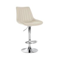 taburete de bar regulable y giratorio en simil cuero crema