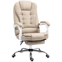 vinsetto silla de oficina para directivos con reposapies respaldo reclinable y reposabrazos acolchados en lino beige   aosom espana