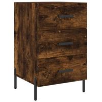 mesita de noche - mesilla madera de ingenieria roble ahumado 40x40x66 cm mc4937