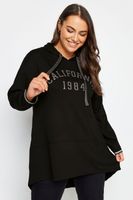 yours sudadera negra y purpurina con capucha california mujer curvy y tallas grandes yours