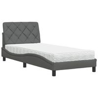 cama con colchon tela gris oscuro 90x200 cm