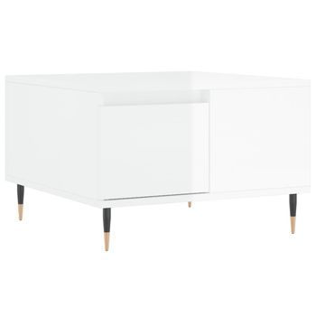 Mesa De Centro，mesa Auxiliar，mesa De Café Madera Contrachapada Blanco Brillo 55x55x36,5 Cm