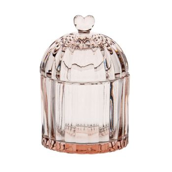 Bombonera campana de vidrio rosa Alt. 12 cm