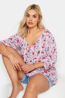 yours blusa boho rosa de flores mujer curvy y tallas grandes yours