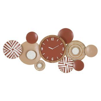 Reloj De Pared De Metal Marrón Y Madera  127,6x7,6x61 Cm