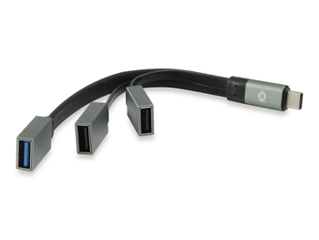 HUB USB 3.1 USB-C CONCEPTRONIC HUBBIES 1 PUERTO USB 3.0 + 2 PUERTOS USB 2.0 COLOR GRIS