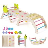 costway juego triangular 7 en 1 juguetes de escalada para ninos pequenos con rampa escalera y arco set montessori de escalada de madera multicolor