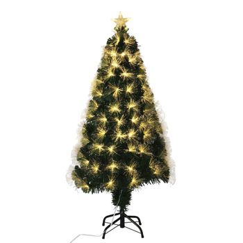 Árbol De Navidad De Fibra Óptica Con 130 Luces Led Blanco Cálido Y Estrella
