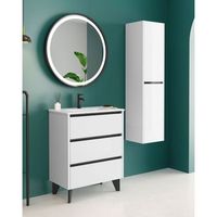 mueble de bano al suelo con lavabo ceramico de fondo reducido  guias hettich   70-80cm  70 cm - blanco brillo - negro