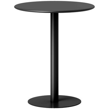 HOMCOM Mesa de Comedor Redonda para 2 Personas Mesa de Cocina de Acero para Interior y Exterior Ø60x72 cm Negro