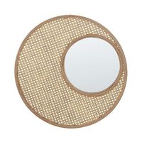 espejo de pared de ratan beige natural 60 cm sintetico colgante rustico palau