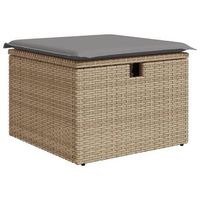 taburete de jardin  otomana de jardin  reposapies de jardin con cojin ratan sintetico beige 55x55x37cm