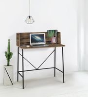 escritorio estilo industrial en acero y madera marron