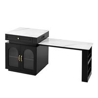 mesa alta extensible negra de 128 a 200 cm con led usb y usb-c