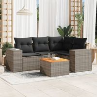 conjunto de sofas jardin con cojines 5 uds  mueble jardin mesa y sillas ratan sintetico gris cfw166918