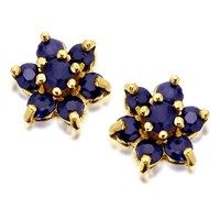 9ct gold sapphire cluster earrings - 7mm - g0488
