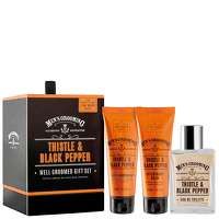 the scottish fine soaps company mens grooming thistle and black pepper well groomed gift set