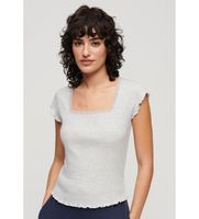 superdry para mujer w6011875a camiseta con escote cuadrado athletic essential gris sm casual manga corta algodon organico sostenible