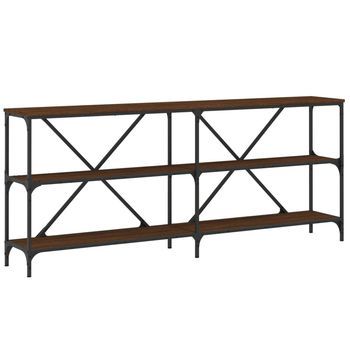 Mesa Consola | Mesa De Entrada | Mesa Auxiliar Hierro Madera Ingeniería Roble Marrón 180x30x75 Cm