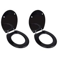 asiento de inodoro con tapas 2 uds mdf negro vidaxl
