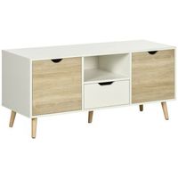 mueble tv madera zmh buffet bajo 2 armarios 110x40 cm