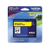 brother tze641 original p-touch label tape - 34 x 262 ft 18mm x 8m black on yellow