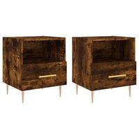 2 uds mesita noche mesilla madera ingenieria roble ahumado 40x35x475cm