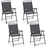 costway silla plegable para exteriores de 4 piezas con respaldo reposabrazos reposapies tela transpirable almohadillas antideslizantes para jardin