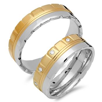 Alianzas 14 quilates oro amarillo-blanco 10 diamantes
