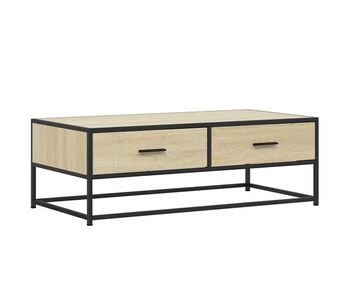 Mesa de café - mesa de centro madera ingeniería metal roble sonoma 100x50x35cm