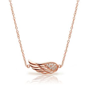 Cadena colgante ala circonita baño de oro rosa