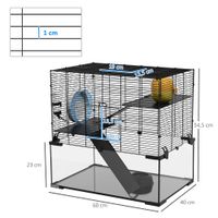 pawhut jaula para hamster con fondo de vidrio 60x40x545 cm negro
