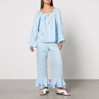 sleeper cha-cha ruffled linen-blend lounge set - s