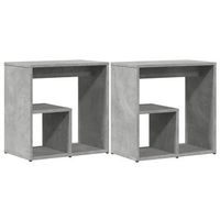 2 uds mesa auxiliar  mesita auxiliar  mesa de cafe madera ingenieria gris hormigon 50x30x50 cm