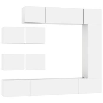 Set De Muebles Para Tv 7 Piezas Madera Contrachapada Blanco