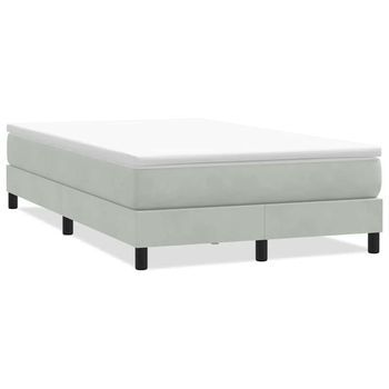 Cama Matrimonial | Cama Para Adultos | Cama Box Spring Sin Colchón Gris Claro Terciopelo 120x220 Cm