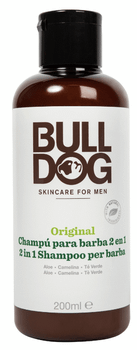 Bulldog Skincare Champú para Barba 2 en 1 Dosificador, Blanco, Aloe Vera, 200 ml