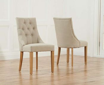 Pacific Cream Fabric Oak Leg Dining Chairs - Cream