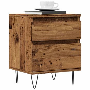 Mesita De Noche - Mueble De Dormitorio - Madera De Ingeniería - Madera Envejecida (40x35x50cm)