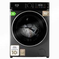 evvo lavadora de carga frontal 10 kg nova q 1400 rpm motor inverter steam wash smart load 14 programasblancoinoxidable