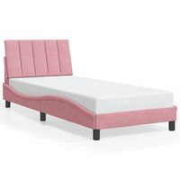 cama individual  estructura de cama sin colchon terciopelo rosa 90x190 cm cfw63956