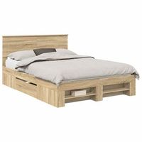 cama matrimonial  cama para adulto  estructura de cama con cabecera roble sonoma 140 x 200 cm