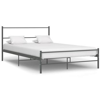 Estructura Cama Con Cabecero Sin Colchón Metal Gris 160x200 Cm Vidaxl