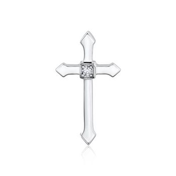 14 quilates colgante de oro blanco cruz con diamante